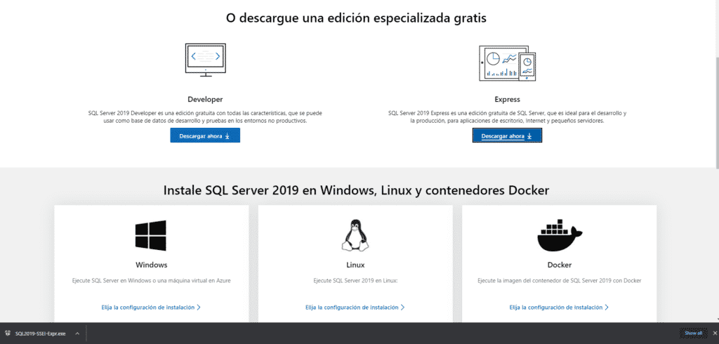 1 Descarga SQL Server 2020